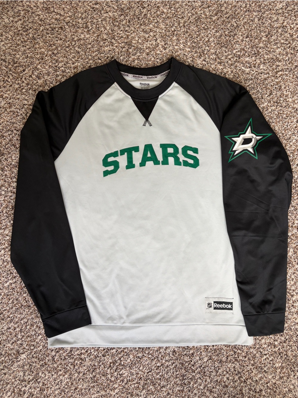 Reebok Dallas Stars Long Sleeve Pullover Shirt - White & Black